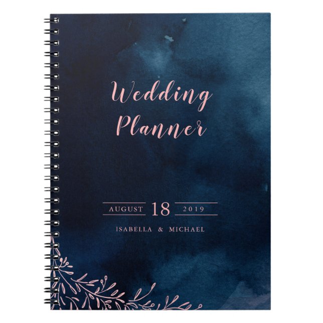 Carnet Marine blush calligraphie wedding planner rustique (Devant)