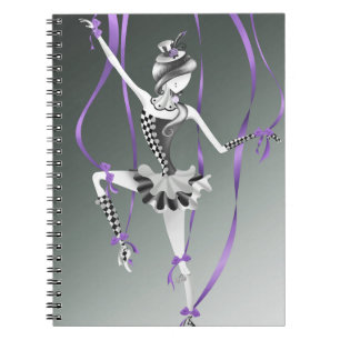 Carnet Marionnette de ballerine fantaisiste Rubans violet