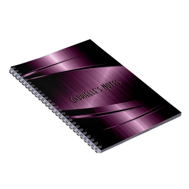 Carnet Maroon Rouge Métallo Design Acier Inoxydable Look (Côté Droit)