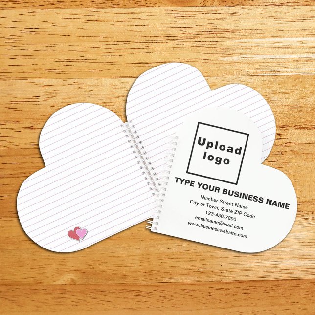 Carnet Marque commerciale en forme de coeur blanc (Build brand name awareness. Your business brand on white heart shape spiral notebook.)