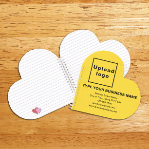 Carnet Marque commerciale en forme de coeur jaune spirale