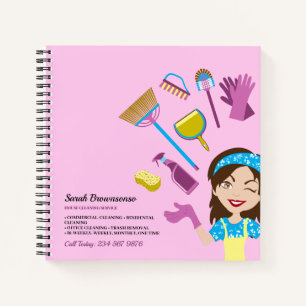 Carnet Marque Dame de Ménage Rose Violet pour le Nettoyag