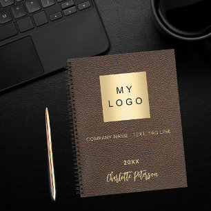 Carnet Marque de nom en cuir faux marron