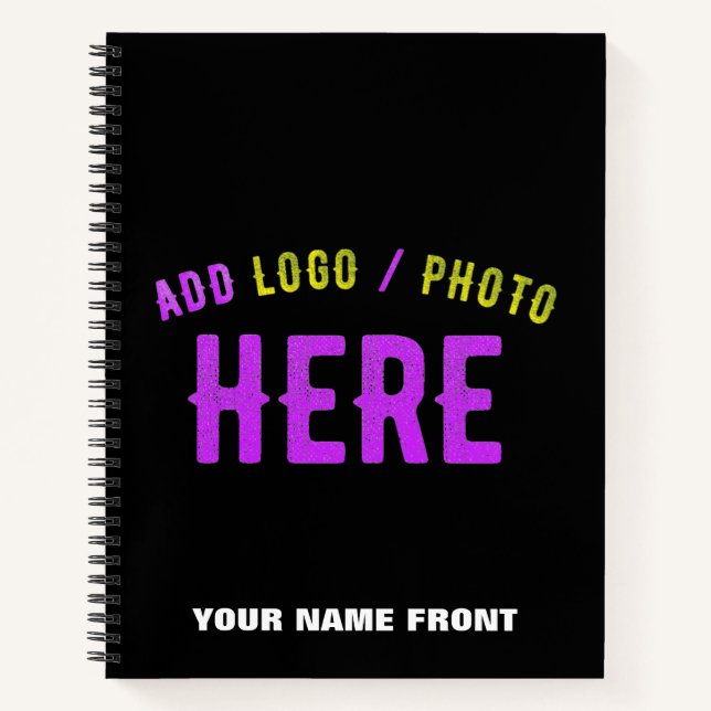 CARNET MARQUE PERSONNALISABLE NOIRE MODERNE ÉLÉGANTE VÉRI (Devant)