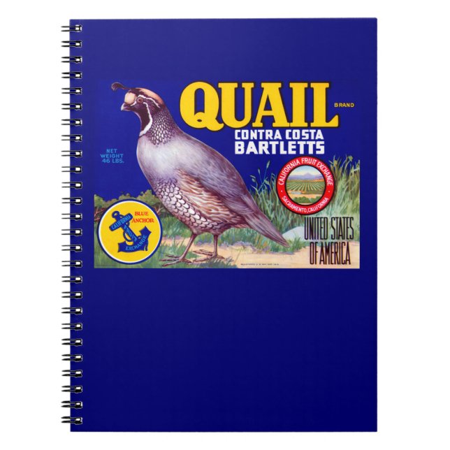 Carnet Marque Quail Contra Costa Bartletts (Devant)