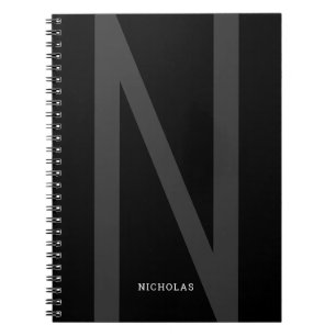 Carnet Masculine Noir Les Gars Moderne Personnalisé Initi