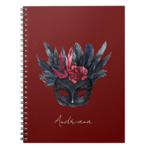 Carnet Masque rouge bordeaux noir