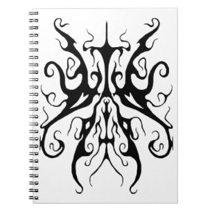 Carnet Masque Tribal Abstrait Noir et Blanc Élégant