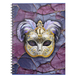 Carnet Masque vénitien avec plumes de lavande