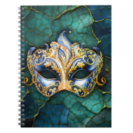 Carnet Masque vénitien sur Arrière - plan Turquoise-bleu