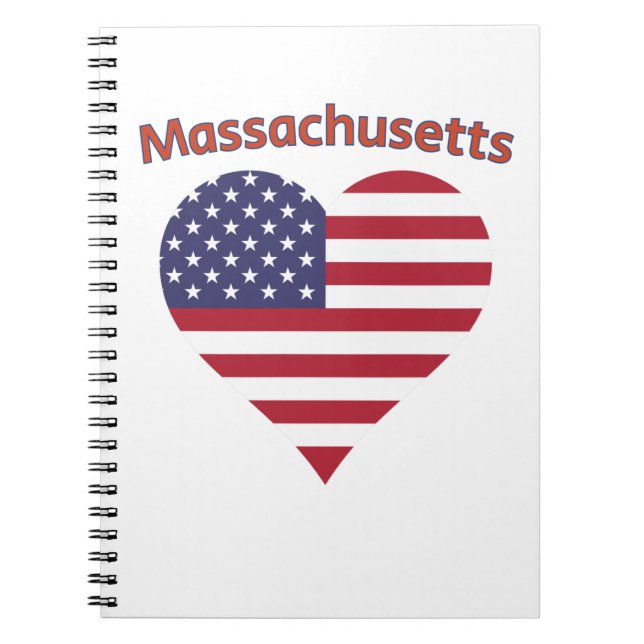 Carnet Massachusetts American Flag Heart (Devant)