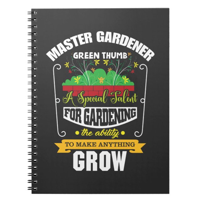 Carnet Master Gardener Vert Pouce Plante Fleur (Devant)