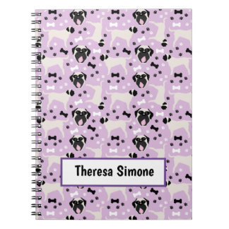 Carnet Mastiff Fawn Chien race Motif pourpre