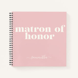 Carnet Matron d'honneur Simple Nom moderne rose pâle