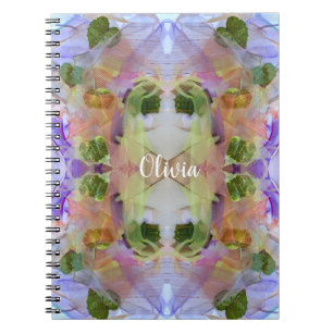 Carnet Mauve et Motif Feuille vert