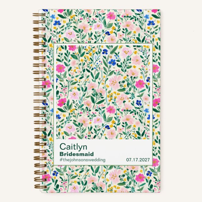 Carnet Maximalist Bridesmaid Wildflower Floral Pattern (Recto)