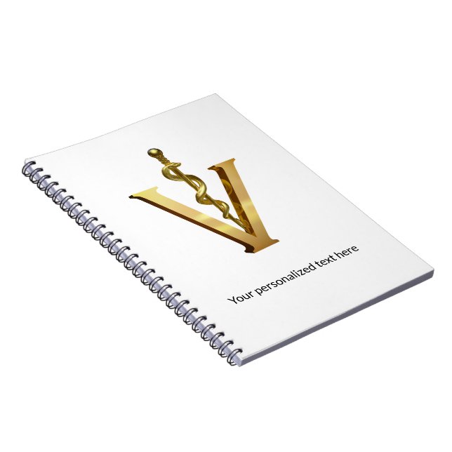 Carnet Médecine vétérinaire Or V Elégant Asclepius Vet (Côté Droit)
