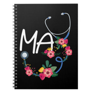 Carnet Médicale Assistant Hôpital Stethoscope Floral Wr