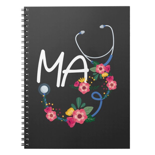 Carnet Médicale assistant Stethoscope Floral Wreath (Devant)