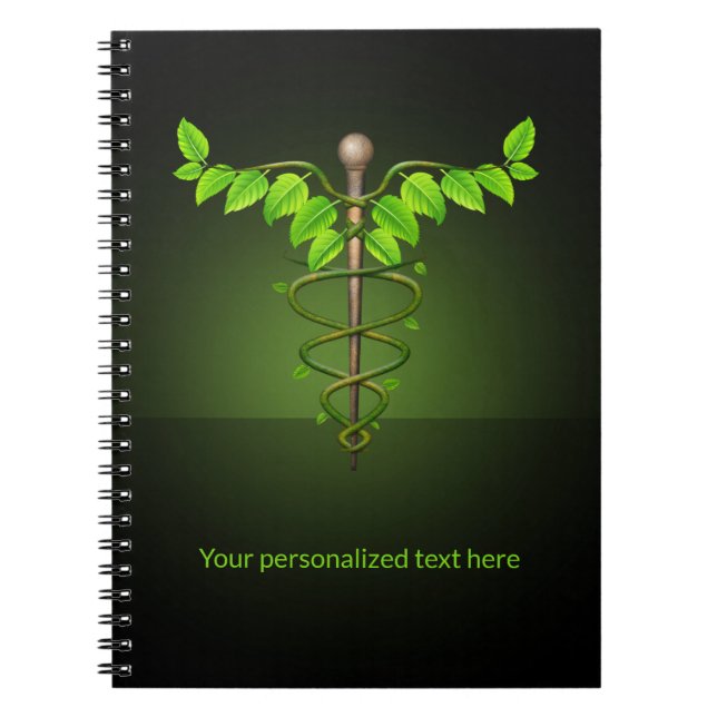 Carnet Médicale holistique alternatif Caduceus Feuilles v (Devant)