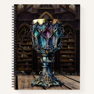 Carnet Médiéval gothique violet bleu Gobelet bibliothèque