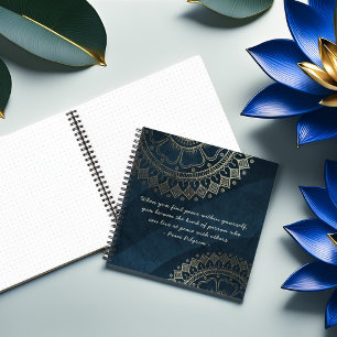 Carnet Méditation Yoga Instructeur Blue Gold Mandala Cita