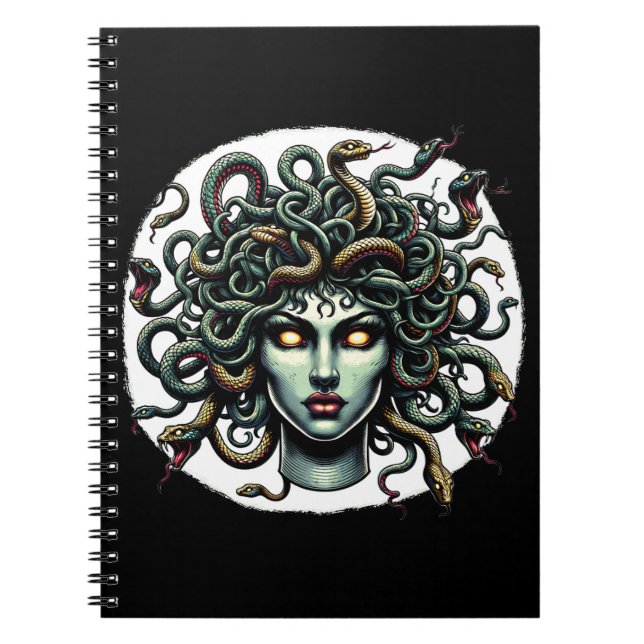 Carnet Medusa face verte pleine de serpents (Devant)