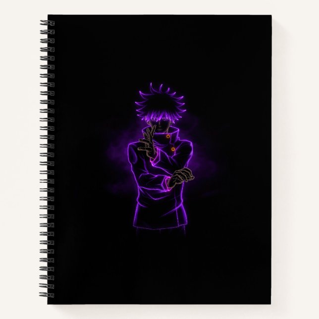 Carnet Megumi Fushiguro Style Anime Couverture noire spir (Devant)