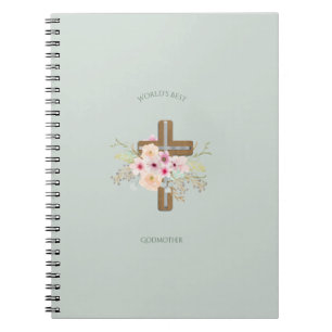 Carnet Meilleur cadeau GODMOTHER au monde - Croix florale