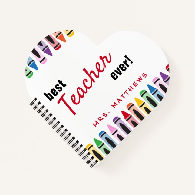 Carnet Meilleur Enseignant Jamais Cadeau Couleur Crayons (Devant)