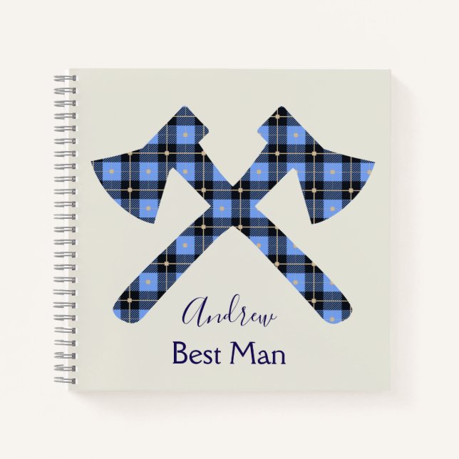 Carnet Meilleur homme gris et bleu double croix ax (Devant)