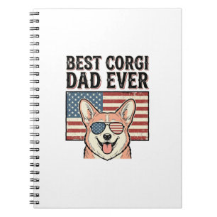 Carnet Meilleur Papa Corgi Patriote Vintage T-Shirt Chien