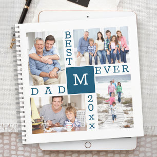 Carnet Meilleur papa Ever 4 Photo Collage Monogramme