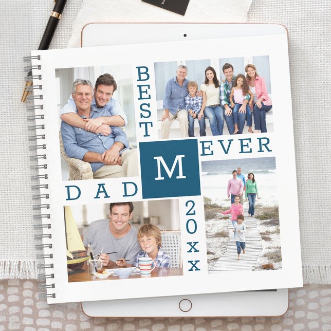 Carnet Meilleur papa Ever 4 Photo Collage Monogramme (Créateur téléchargé)