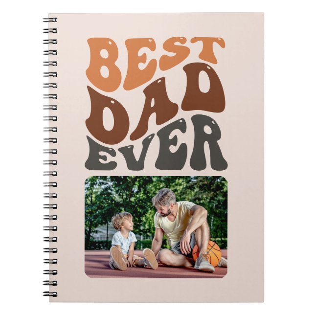Carnet Meilleur papa jamais photo avec Typographie rétro  (Devant)