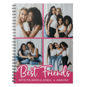 Carnet Meilleurs Amis Personnalisé 4 Photo Collage rose