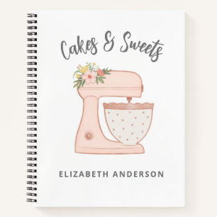 Carnet Mélangeur de gâteau de pâtisserie floral rose mign