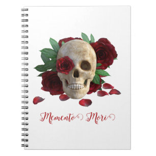 Carnet Memento Mori. Crâne aux roses rouges