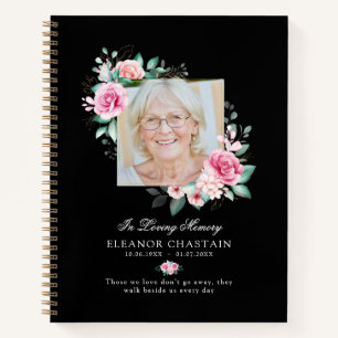 Carnet Mémorial Élégant Fleurs Photo Funérailles Mémorial