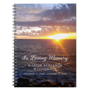Carnet Memorial Funeral Sunset Ocean Beach Guest Book
