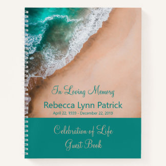 Carnet Memorial Service Guestbook Waves Washing Seashore