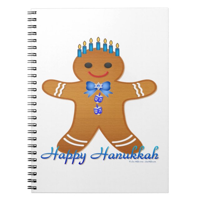 Carnet Menorah homme en pain d'épices Hanukkah joyeux (Devant)