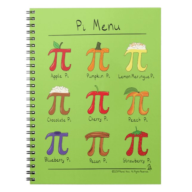 Carnet Menu du symbole Pi Prof de maths mignon (Devant)