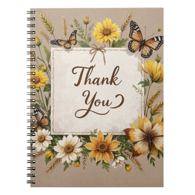 Carnet Merci fleurs sauvages attirés à la main, tiges de  (Devant)