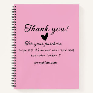 Carnet Merci pour l'achat des détails de la famille rose