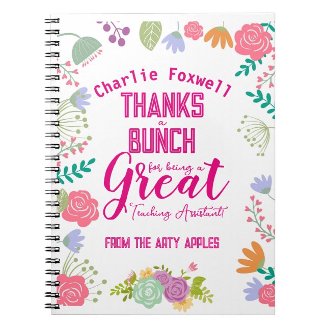 Carnet merci un paquet de fleurs professeur assistant cad (Devant)