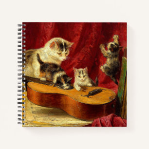 Carnet Mère Chat et chatons Jouer avec la guitare