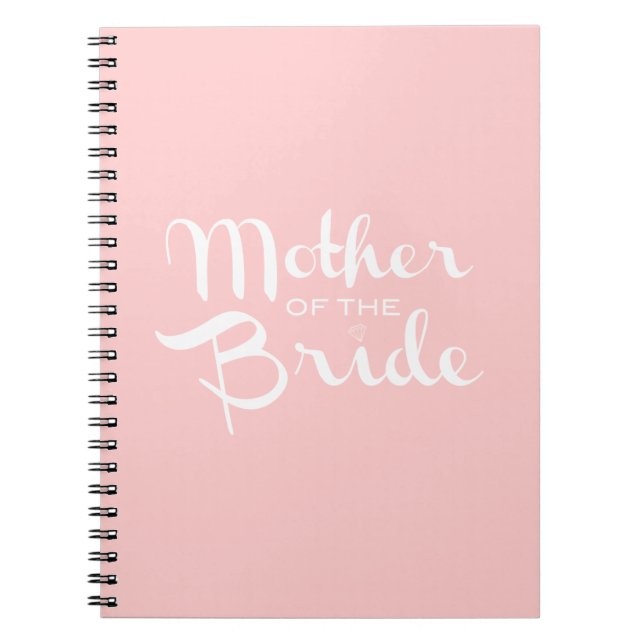 Carnet Mère de mariée Script rétro blanc sur rose (Devant)