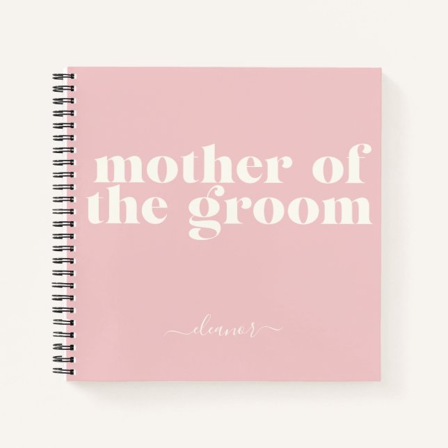 Carnet Mère du Marié Simple Moderne Nom Blush (Devant)