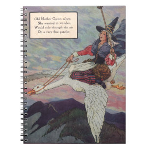 Carnet Mère Oie des années 1920 chevauchant sa gigantesqu